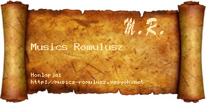 Musics Romulusz névjegykártya